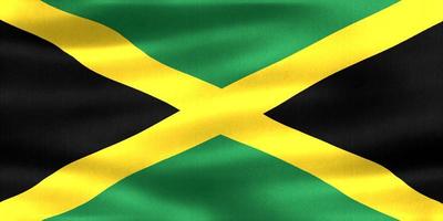 ilustração 3D de uma bandeira da jamaica - bandeira de tecido acenando realista foto