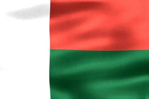 ilustração 3D de uma bandeira de madagascar - bandeira de tecido acenando realista foto