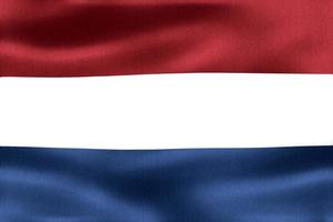 ilustração 3D de uma bandeira da Holanda - bandeira de tecido acenando realista foto