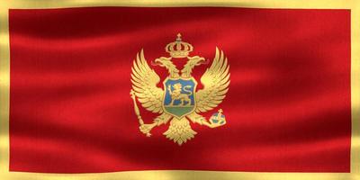 ilustração 3D de uma bandeira de montenegro - bandeira de tecido acenando realista foto