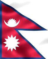 ilustração 3D de uma bandeira do nepal - bandeira de tecido acenando realista foto