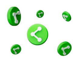 ilustração 3d ícone de compartilhamento verde isolada no fundo branco foto