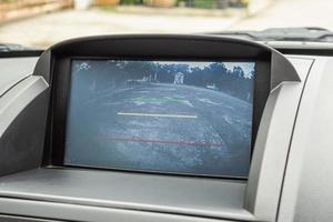 exibição do monitor da tela da câmera de vídeo da visão traseira do carro foto
