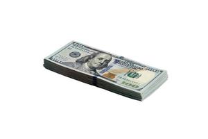 pacote de notas de dólar dos eua isoladas em branco. pacote de dinheiro americano com alta resolução em fundo branco perfeito foto
