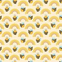Os designs de verão sem costura de abelhas de mel são perfeitos para design de tecido, têxteis, papel de parede, papel de embrulho, embalagens e outros produtos da moda. foto