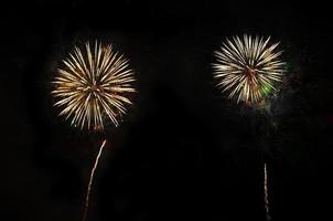 dois fogos de artifício no céu noturno foto