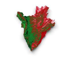 mapa do burundi com as cores da bandeira verde vermelho e amarelo sombreado mapa de relevo ilustração 3d foto