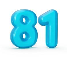 dígito de geléia azul 81 oitenta e um isolado no fundo branco números de alfabetos coloridos de geléia para crianças ilustração 3d foto