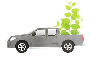 papel de carro com planta verde foto