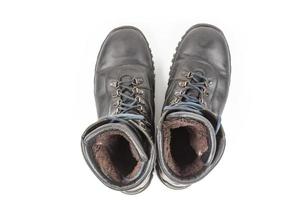 par de bota de tornozelo de 8 polegadas para homens civis limpos de couro preto, isolada em branco foto