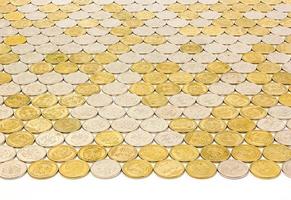fundo de telha de moedas de um rubl com perspectiva foto