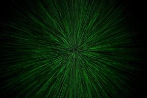 explosão de zoom de lente natural partículas verdes borradas radiais em fundo preto com foco seletivo foto