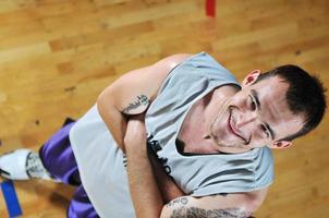 retrato de jogador de jogo de bola de basquete foto