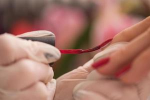 mãos de mulher recebendo uma manicure foto