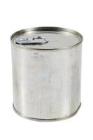 uma lata com um anel de puxar isolado no fundo branco foto