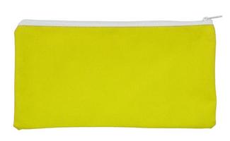 saco de tecido amarelo isolado em branco com traçado de recorte foto