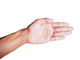 mão jovem mostrando o gesto de recusa isolado no fundo branco. traçado de recorte para design foto