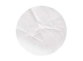 rótulo de etiqueta de papel redondo branco em branco isolado no fundo branco foto