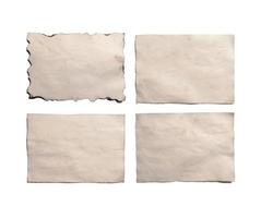 conjunto de velhos pedaços em branco de manuscrito de papel em ruínas vintage antigo ou pergaminho foto