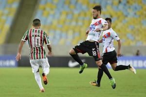 rio, brasil - 11 de abril de 2018 - victor galin p2cora jogador em partida entre fluminense e nacional potossi pelo campeonato sulamerica no estádio do maracana foto