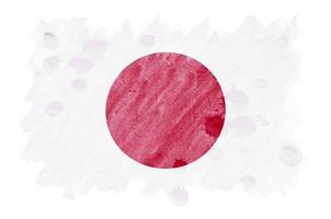 bandeira do japão é retratada em estilo aquarela líquido isolado no fundo branco foto