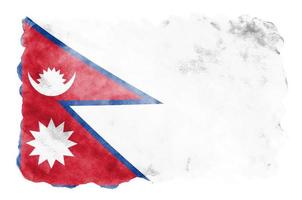 bandeira do nepal é retratada em estilo aquarela líquido isolado no fundo branco foto