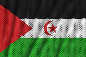 bandeira do Saara Ocidental impressa em uma malha de roupas esportivas de nylon de poliéster foto