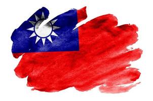 bandeira de taiwan é retratada em estilo aquarela líquido isolado no fundo branco foto