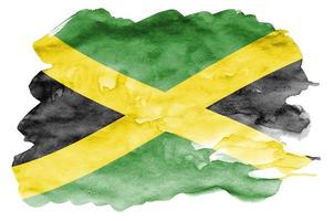 bandeira da jamaica é retratada em estilo aquarela líquido isolado no fundo branco foto