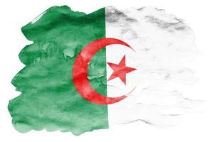 bandeira da argélia é retratada em estilo aquarela líquido isolado no fundo branco foto