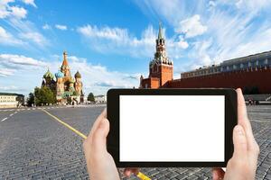 fotografias turísticas da praça vermelha em moscou foto