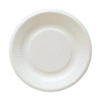 prato de papel descartável isolado em branco com traçado de recorte foto