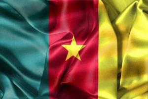 bandeira de camarões - bandeira de tecido acenando realista foto
