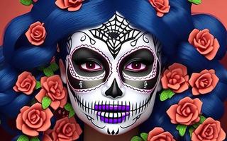 mulheres com tatuagens de rosto de maquiagem dia das bruxas para a celebração do festival mexicano dia dos mortos dia de los foto