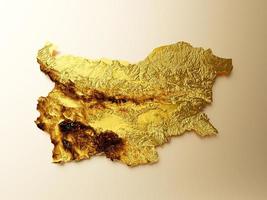 mapa da bulgária ilustração 3d de fundo de mapa de altura de cor de metal dourado foto