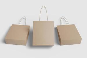 ilustração realista de sacola de compras em branco para maquete. renderização 3D. foto