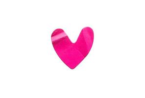 adesivo de forma de coração rosa isolado no fundo branco foto