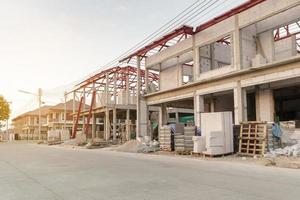 construção residencial nova casa em andamento no canteiro de obras foto