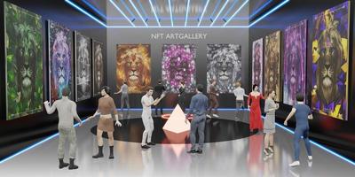 galeria de arte nft nas pernas do avatar metaverse nftprojects ilustrações 3d foto