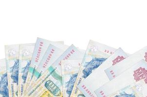 1000 contas de forint húngaro encontra-se na parte inferior da tela isolada no fundo branco com espaço de cópia. modelo de banner de fundo foto