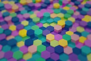 colorido geométrico hexágono 3d textura padrão de fundo - ilustração 3d. foto