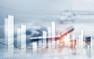 gráfico em linhas de moedas. diagrama gráfico gráfico de negociação de ações financeiras. conceito de troca e negociação. foto