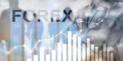 negociação forex diagramas de finanças de negócios de câmbio de moeda ícones de dólar euro em fundo desfocado foto