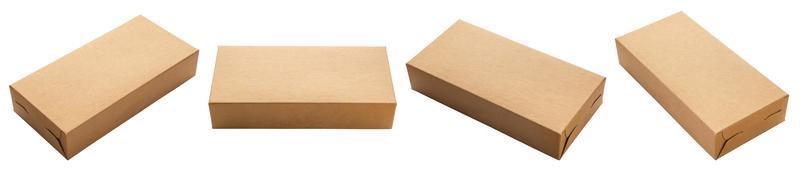 conjunto de caixa marrom de maquete isolado no fundo branco foto