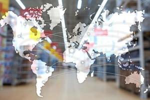mapear parceria logística global. conceito de exportação de importação. foto