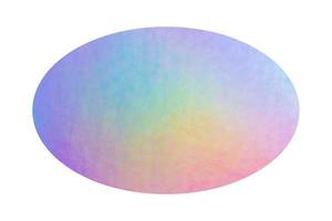 etiqueta de etiqueta de folha holográfica adesiva de forma oval em branco isolada no fundo branco foto