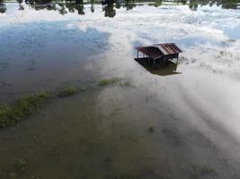 as casas dos aldeões na Tailândia rural foram inundadas. foto