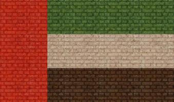 bandeira 3D dos Emirados Árabes Unidos na parede de tijolos foto