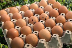 ovos conceito de cara feliz na embalagem
