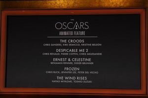 los angeles - 16 de janeiro - indicações de animação no 86º academy awards anúncio de indicações no teatro ampas samuel goldwyn em 16 de janeiro de 2014 em beverly hills, ca foto